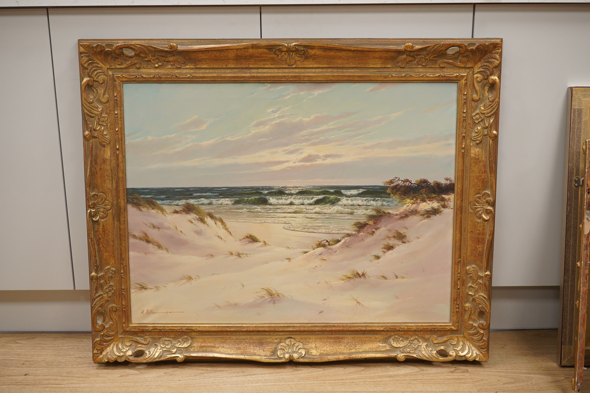 Horst Altermann (German 1925-1978), oil on canvas, Sand dunes, signed, 59 x 79cm, ornately framed. Condition - good